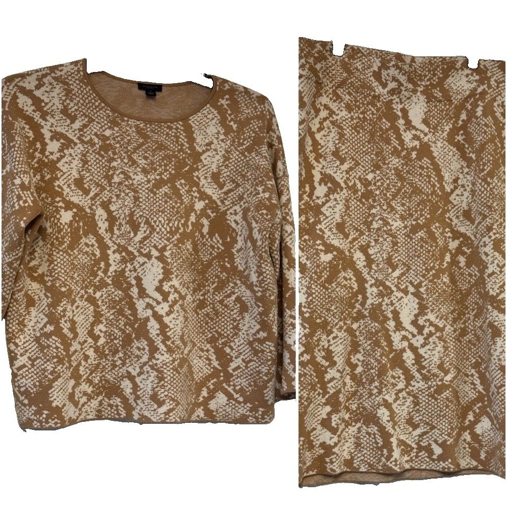 Ann Taylor Tan Snakeskin Print Sweater and Pencil Skirt Set Women Small